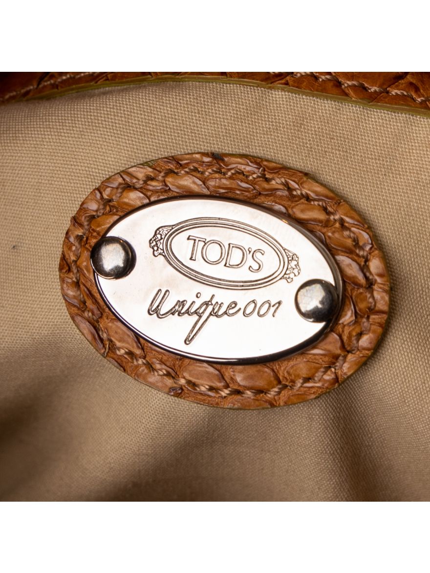 Tod's Brown Python Embossed Hobo Bag Small