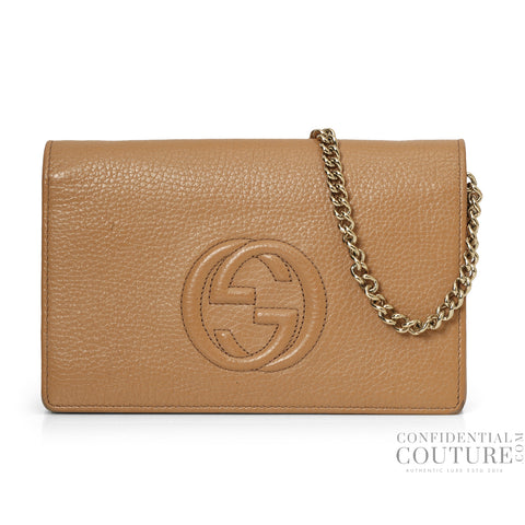 Camel Soho Wallet on Chain Bag