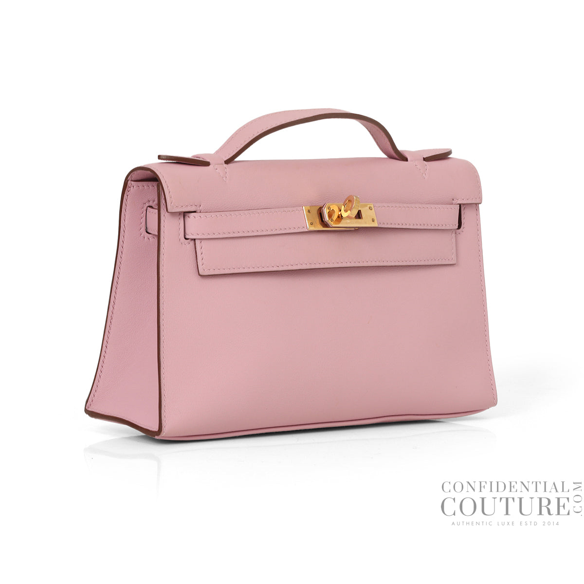 Kelly Pochette Veau Swift Mauve Sylvestre with Rose Gold Hardware