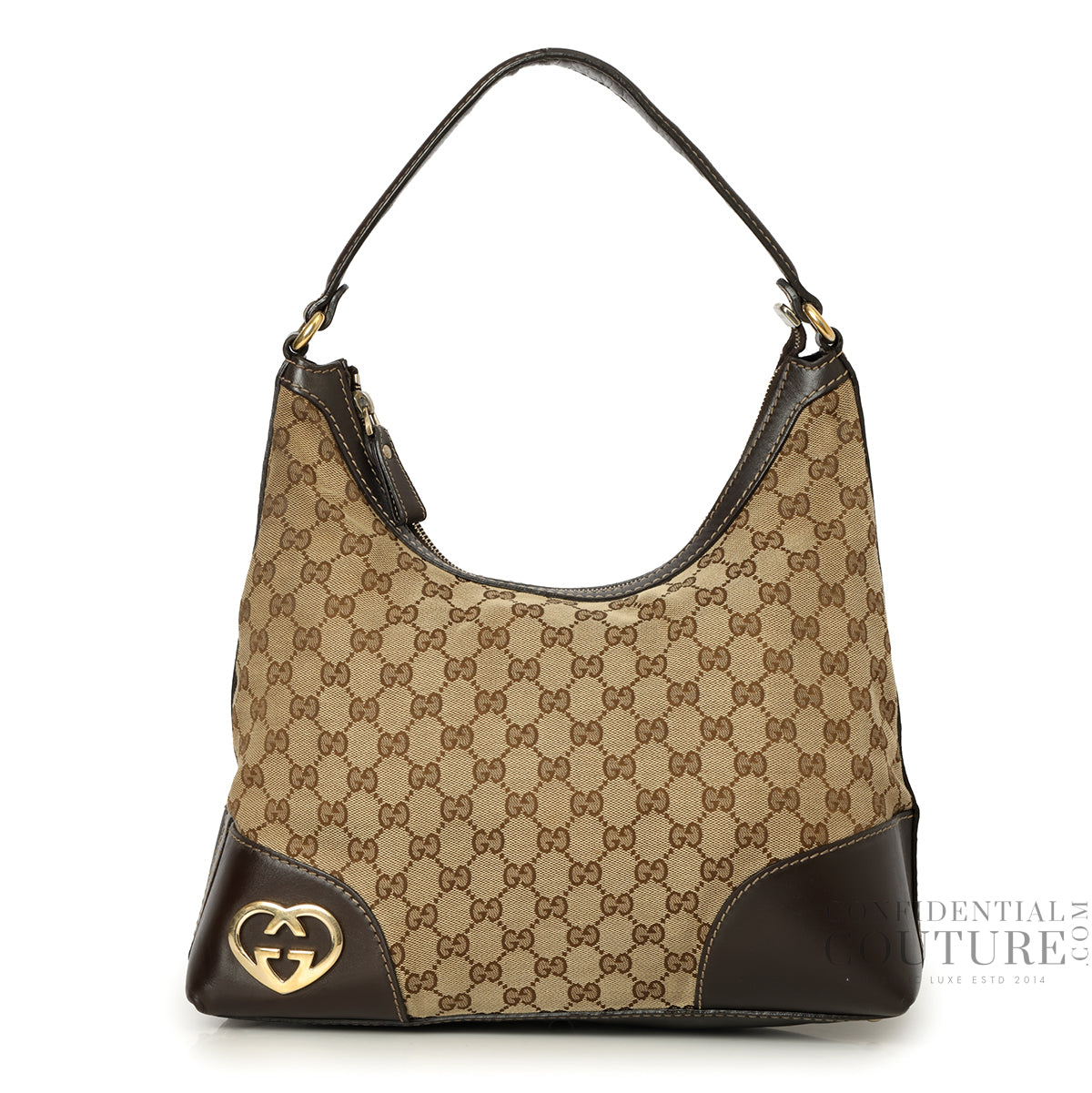 Beige/Ebony GG Canvas Lovely Hobo Bag