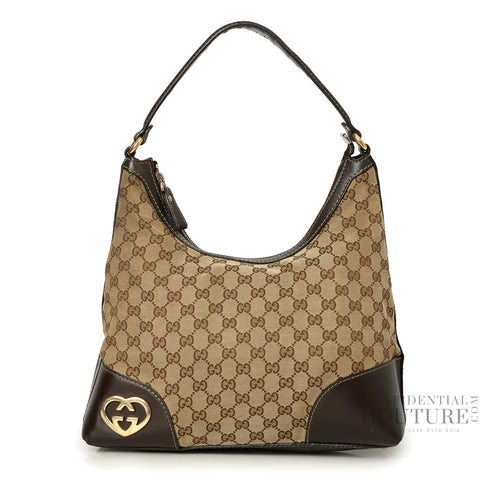 Beige/Ebony GG Canvas Lovely Hobo Bag