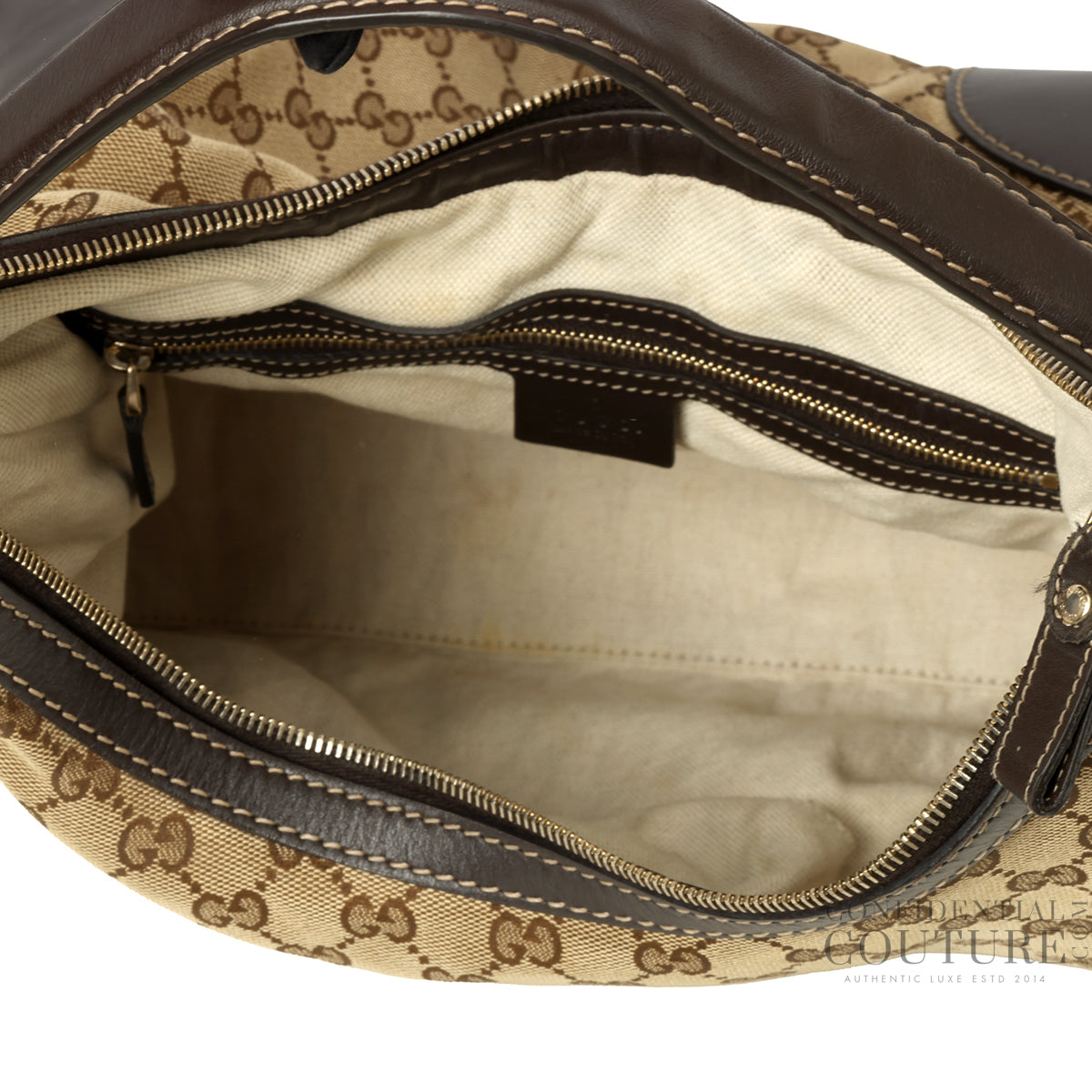 Beige/Ebony GG Canvas Lovely Hobo Bag