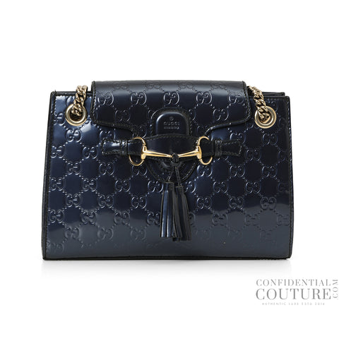 Emily Small Metallic Blue Chain Shoulder Bag