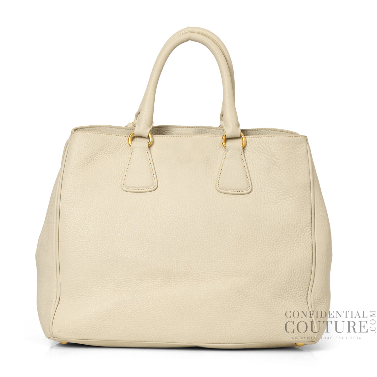 White Vitello Daino Leather Shopping Tote Bag