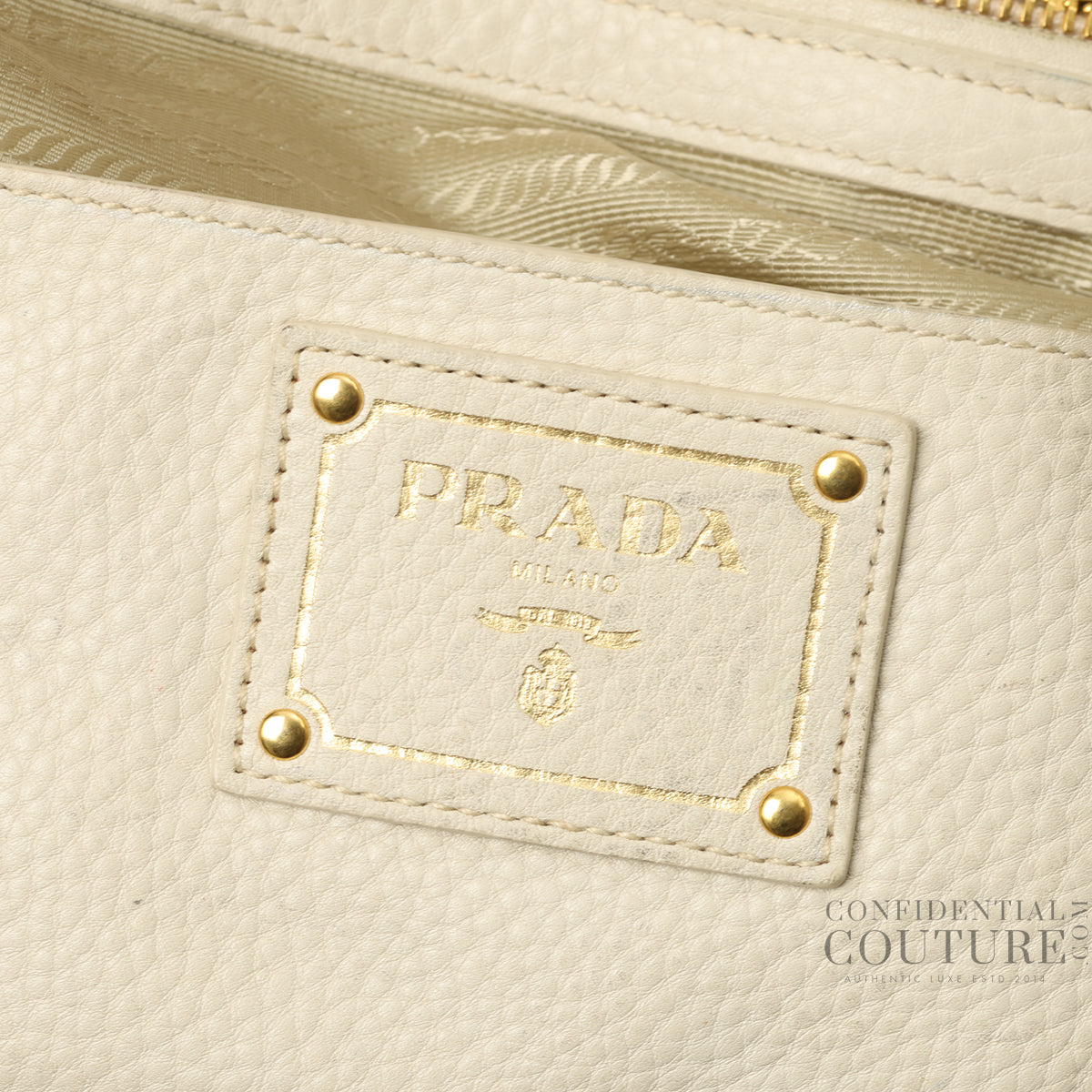 White Vitello Daino Leather Shopping Tote Bag