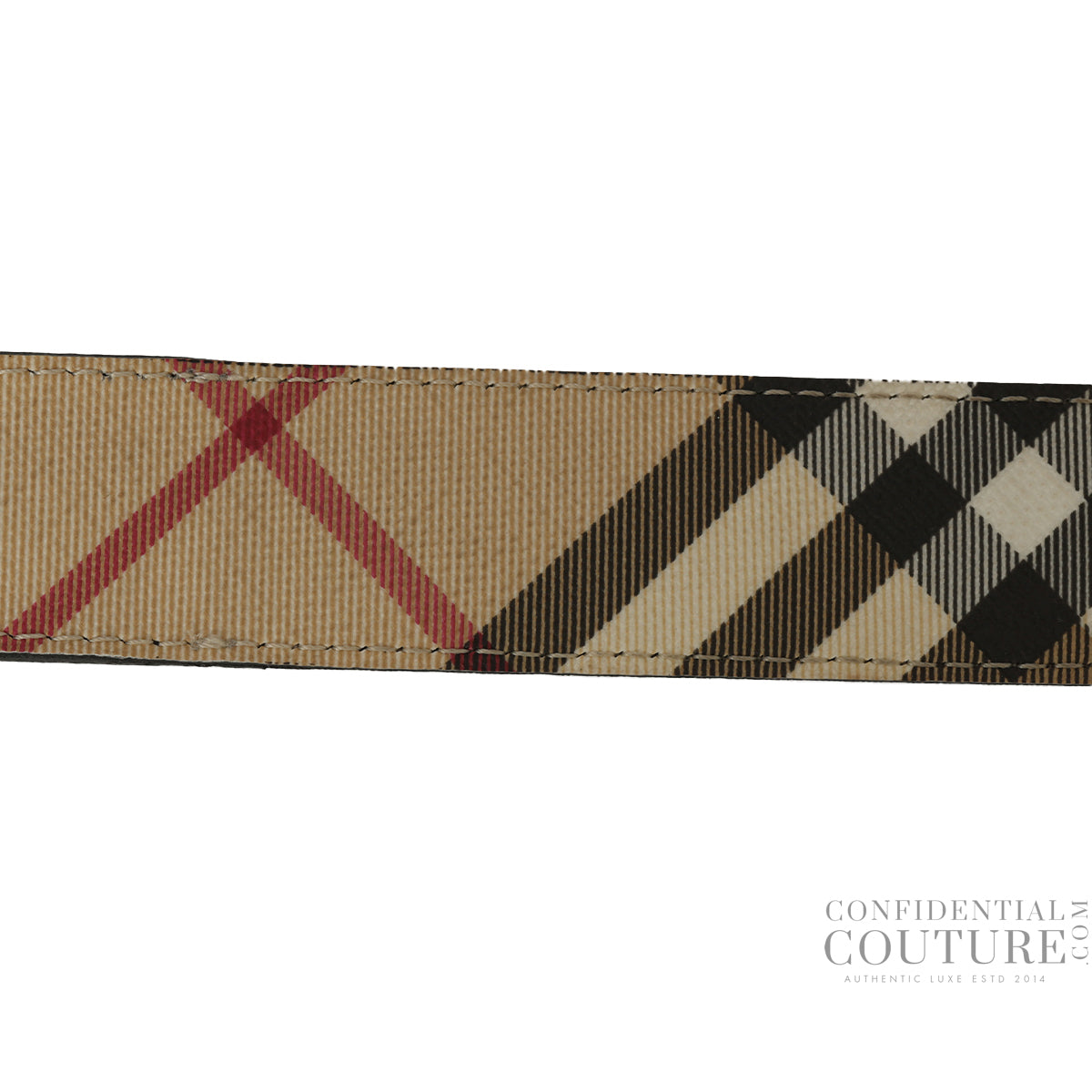 Beige/Black Vintage Check Coated Canvas Belt- 32
