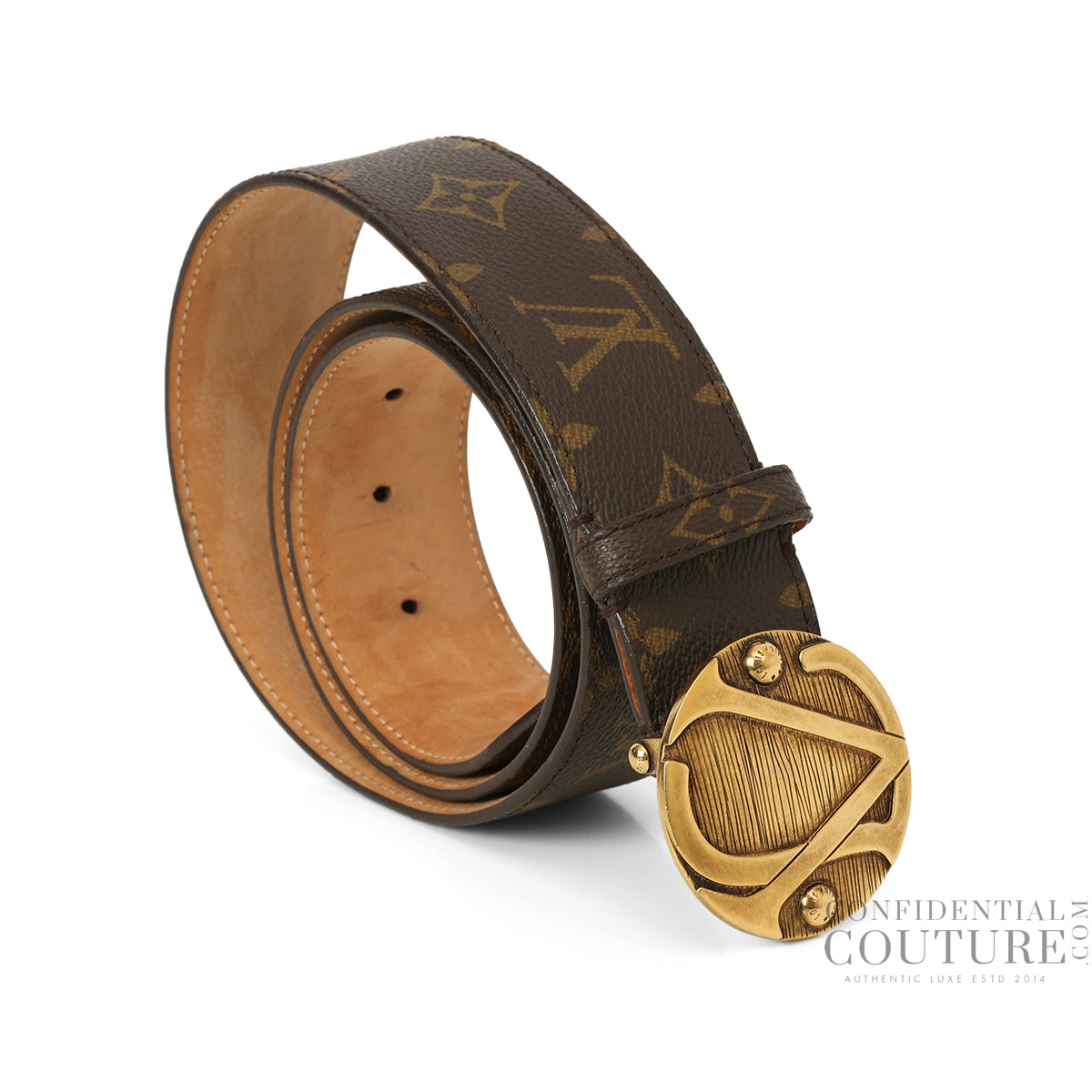 LV Monogram Round Buckle Belt- 36