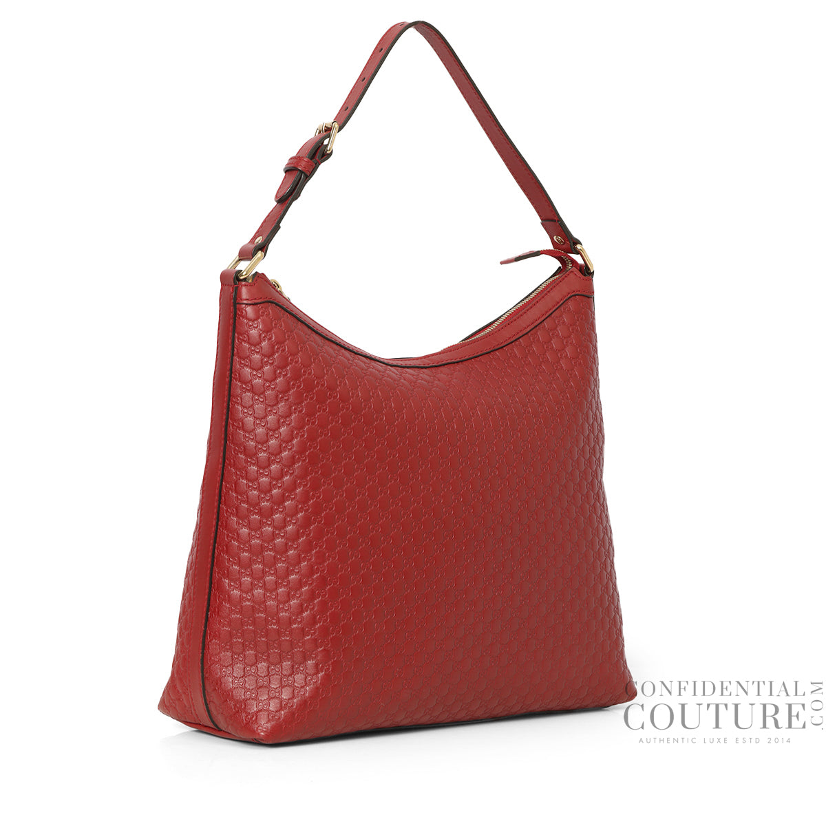 Microguccissima Leather Red Hobo Bag