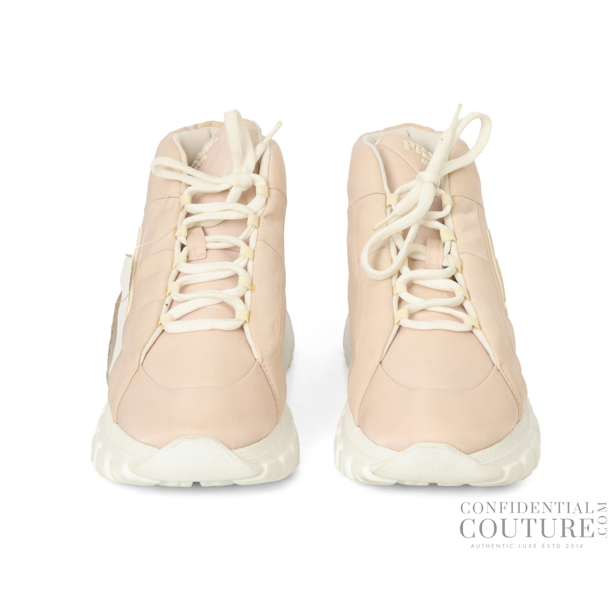 Pink Re-Nylon Gabardine Rubber Triangle Logo Quilted Rush Piuma Sneakers IT 37 | US 7 | UK 4