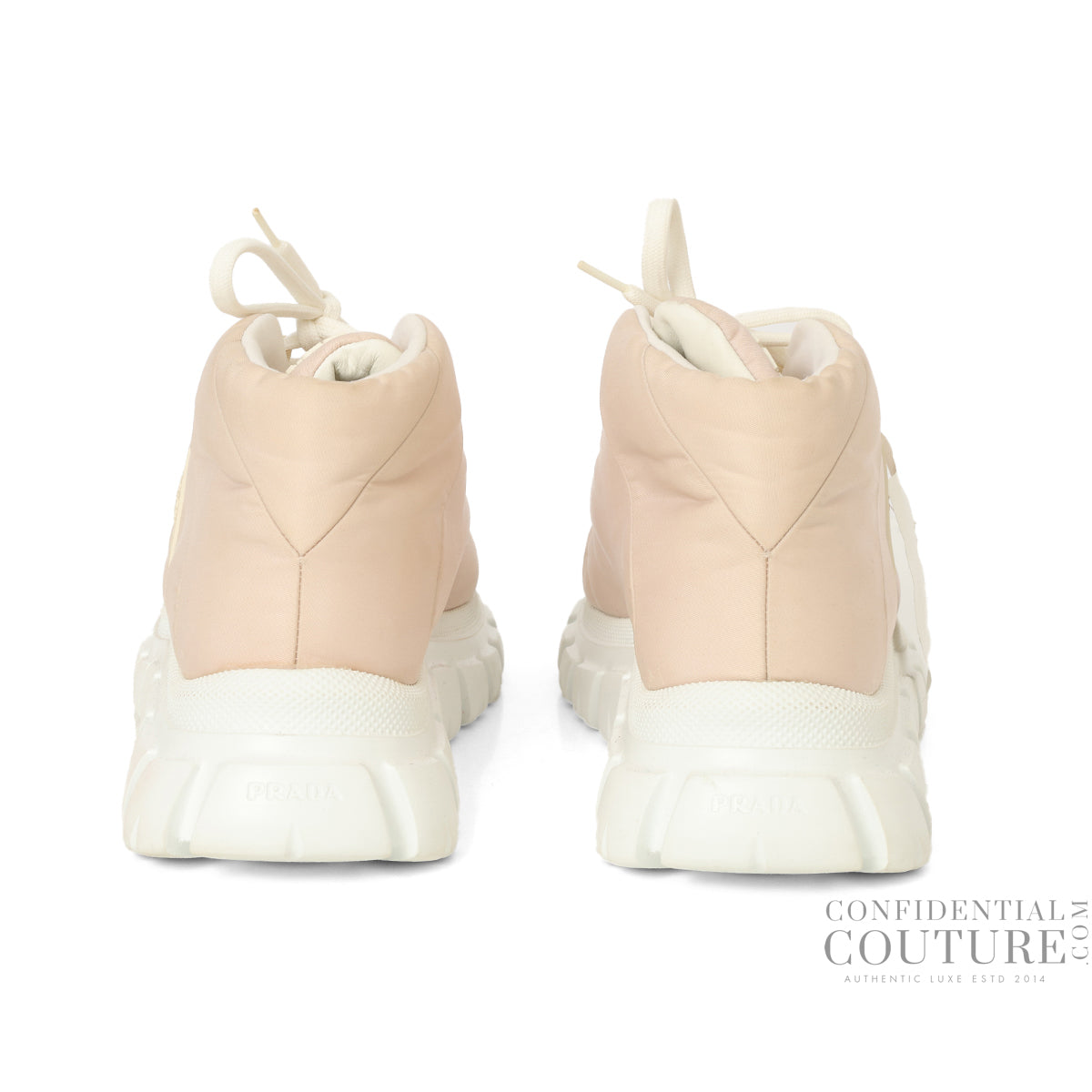 Pink Re-Nylon Gabardine Rubber Triangle Logo Quilted Rush Piuma Sneakers IT 37 | US 7 | UK 4