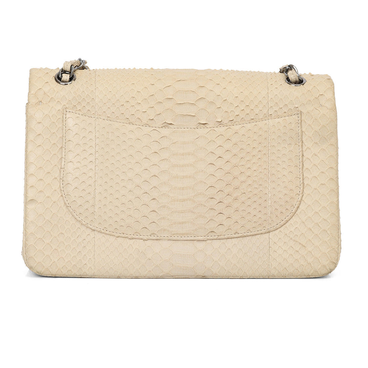 Ivory Python Jumbo Classic Double Flap Bag