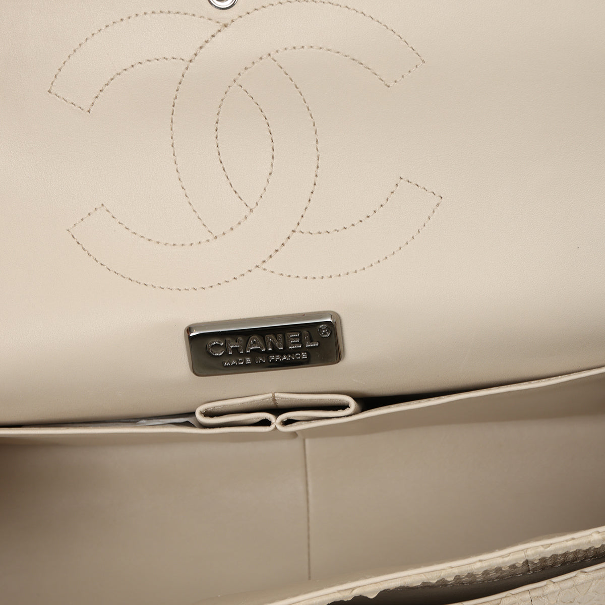 Ivory Python Jumbo Classic Double Flap Bag