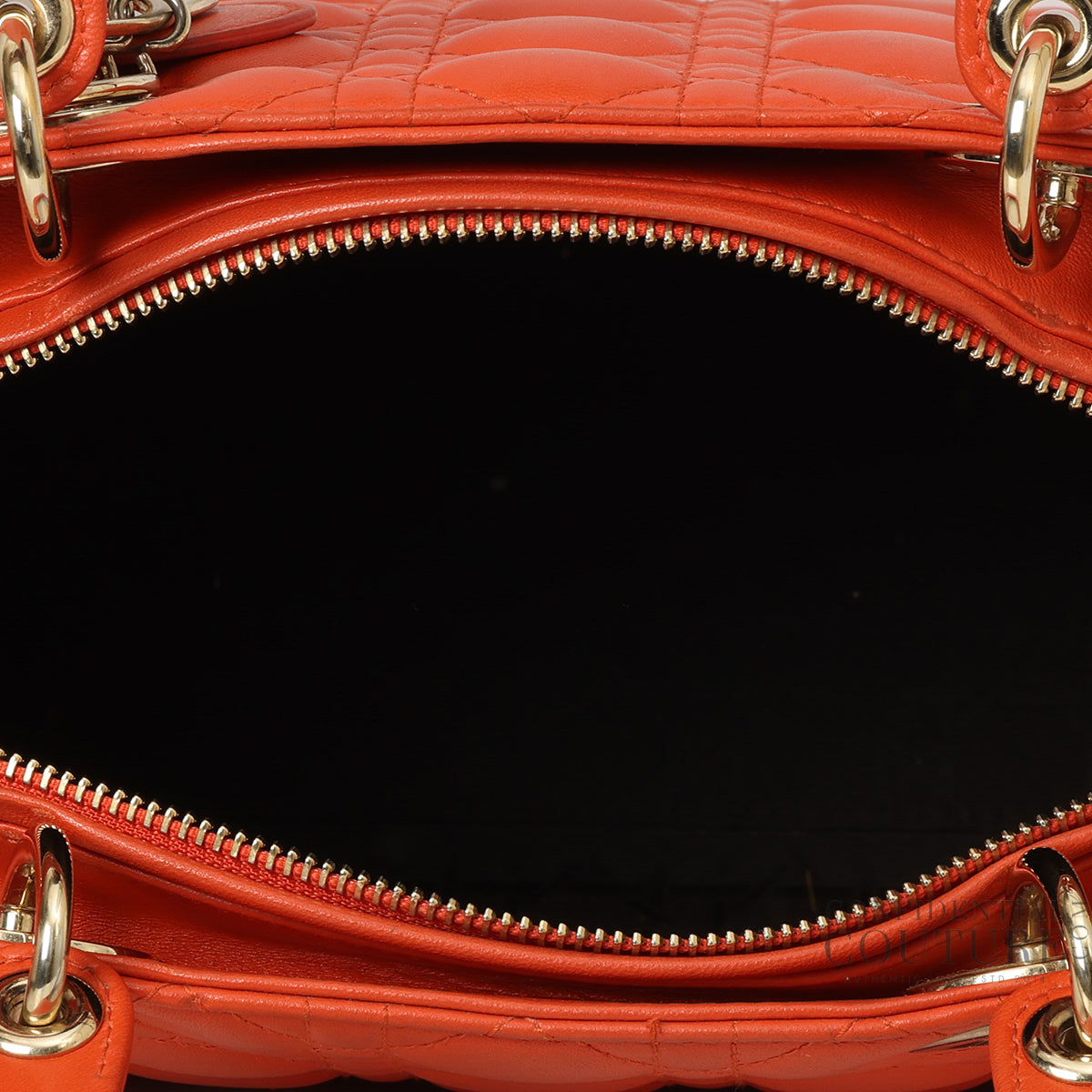 Orange Cannage Quilted Lambskin Leather Large Lady Dior Bag