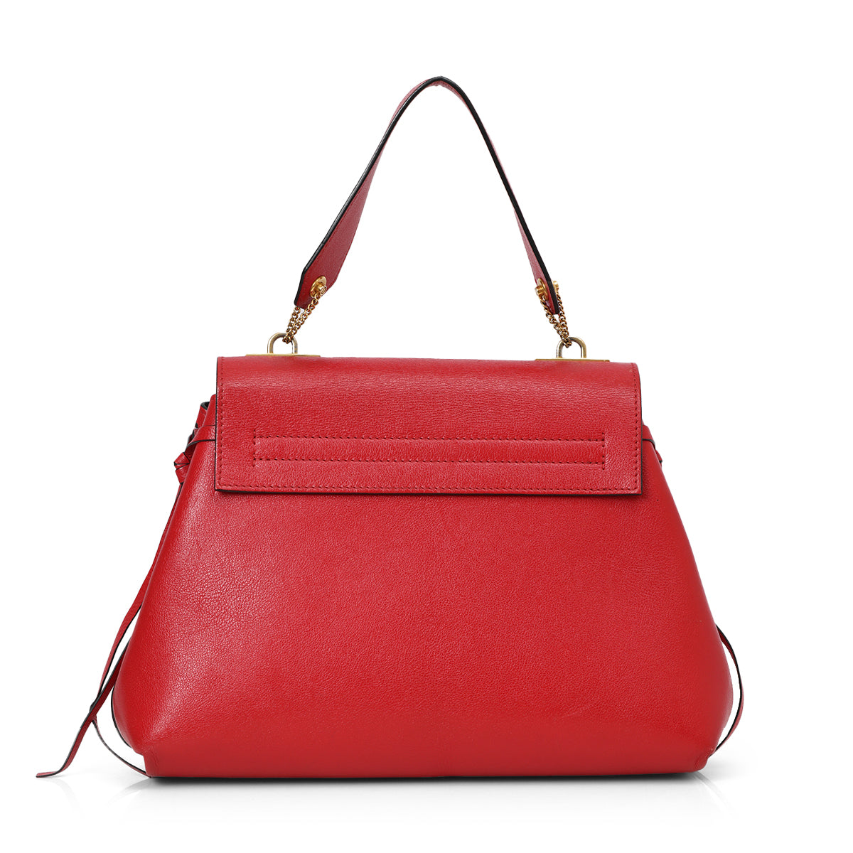 Red Leather V-Ring Shoulder Bag One Size