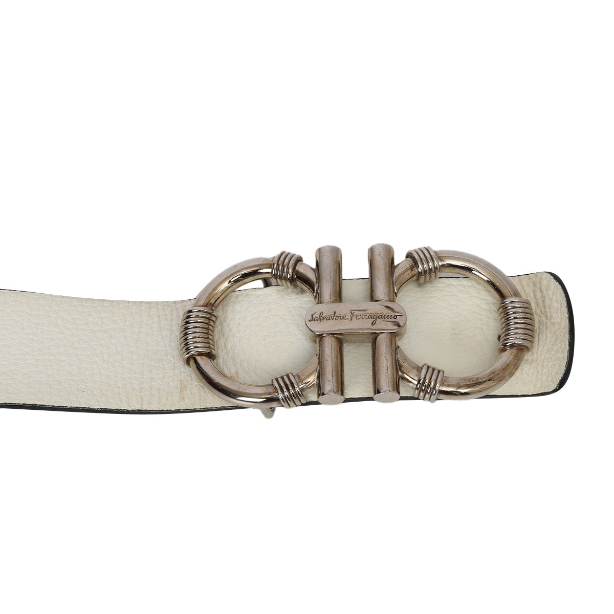 Black/White Grainy Leather Reversible Belt