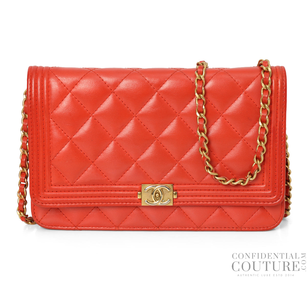 Boy Mini Quilted Red Wallet On Chain