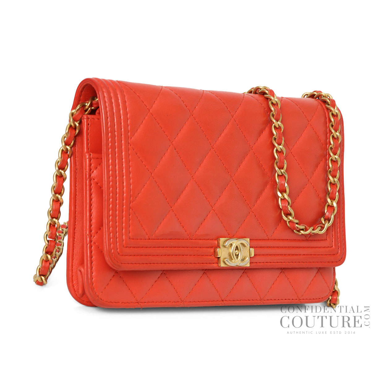 Boy Mini Quilted Red Wallet On Chain