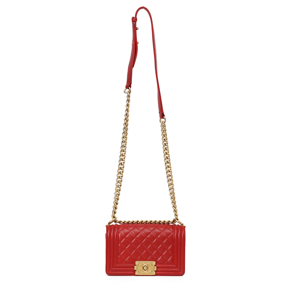 Red Small Lambskin Boy Bag