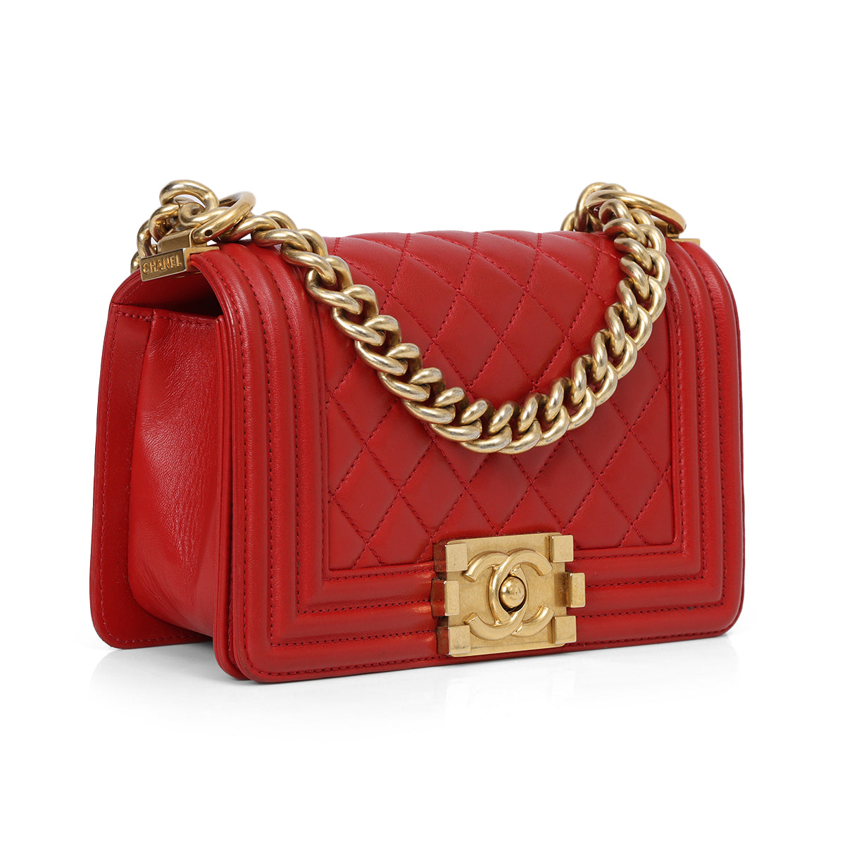 Red Small Lambskin Boy Bag