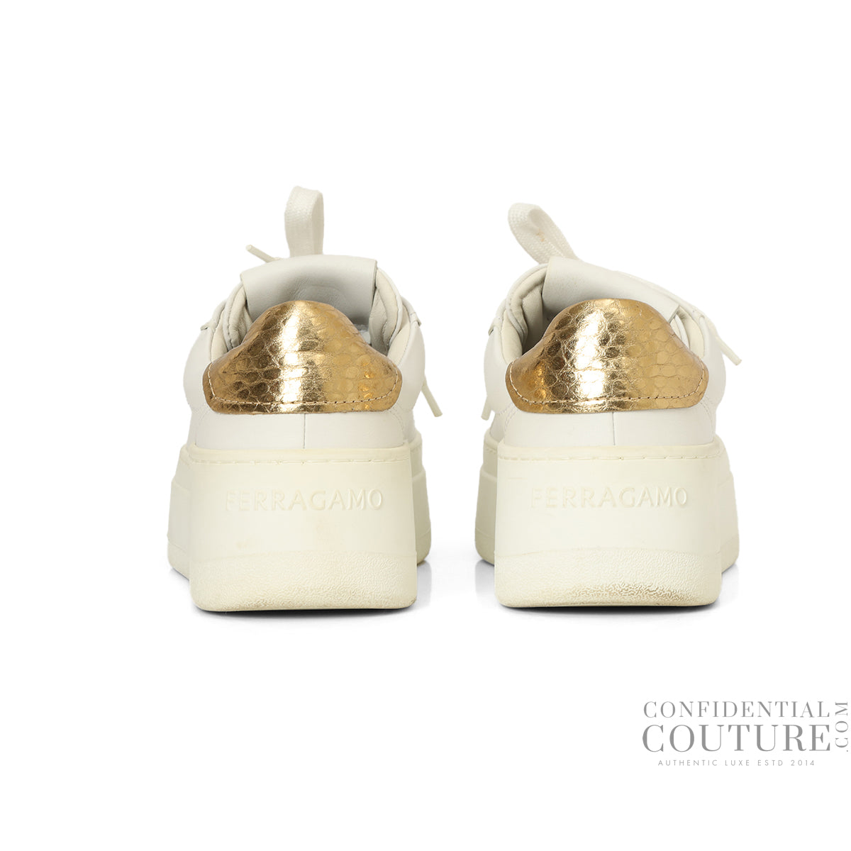 White/Gold Wedge Sneaker- EU 7.5