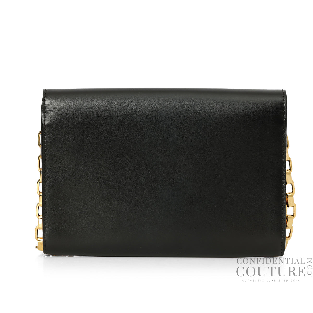 Black Calfskin Leather Chain Louise GM Bag