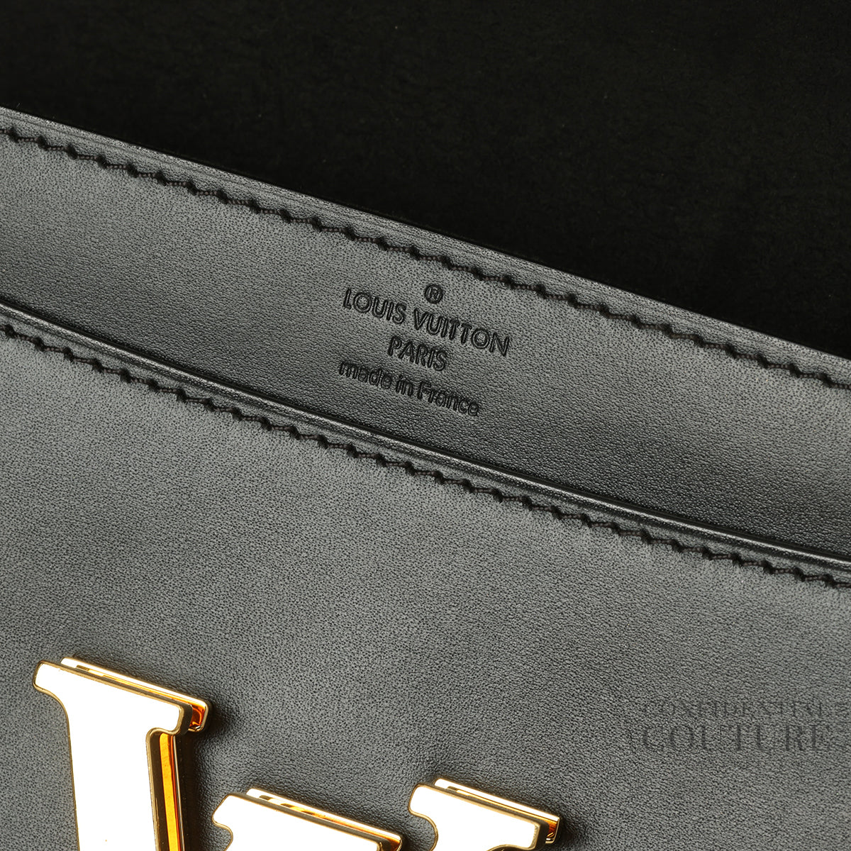 Black Calfskin Leather Chain Louise GM Bag