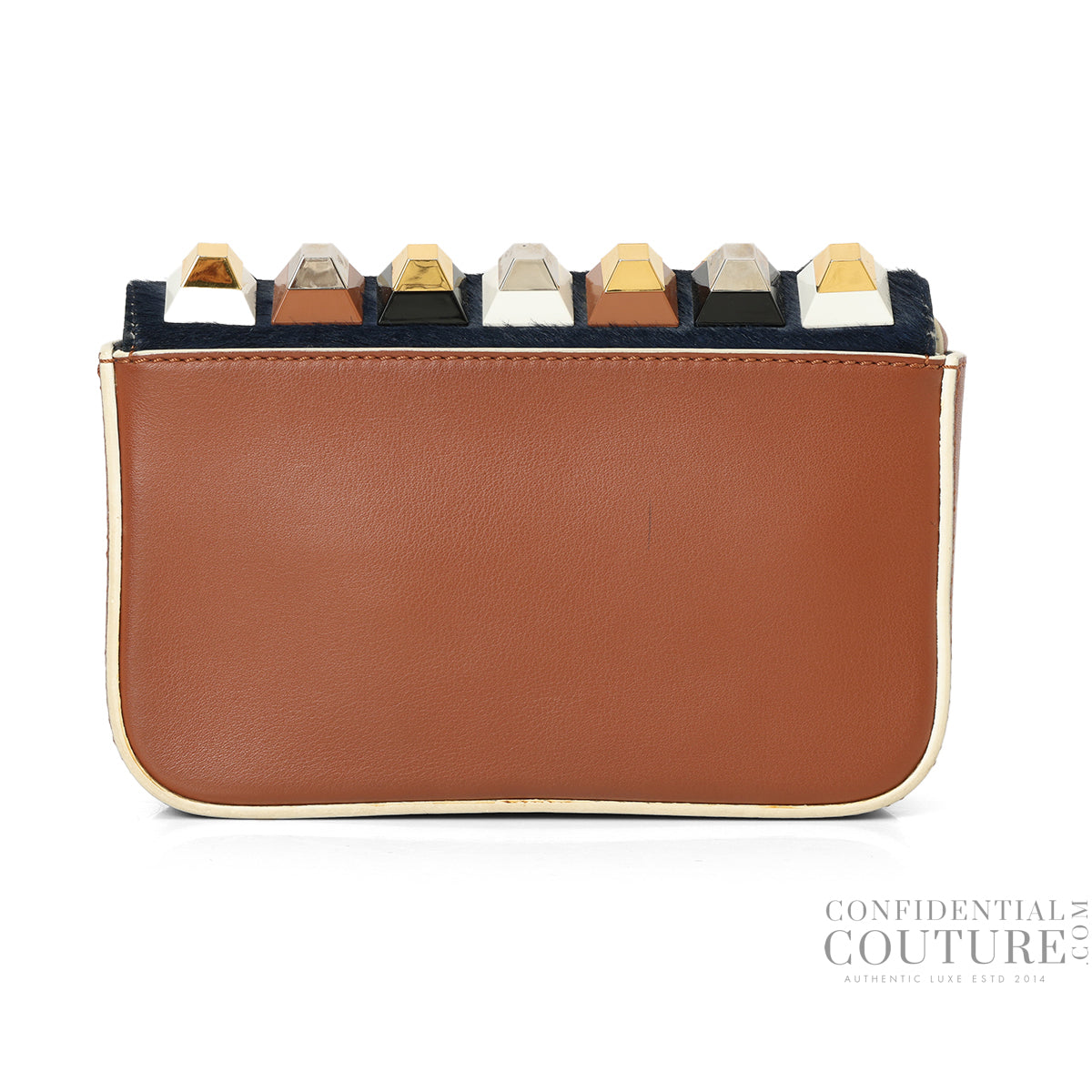 Tan Mini 3 Baguette Perspex Studded Bag