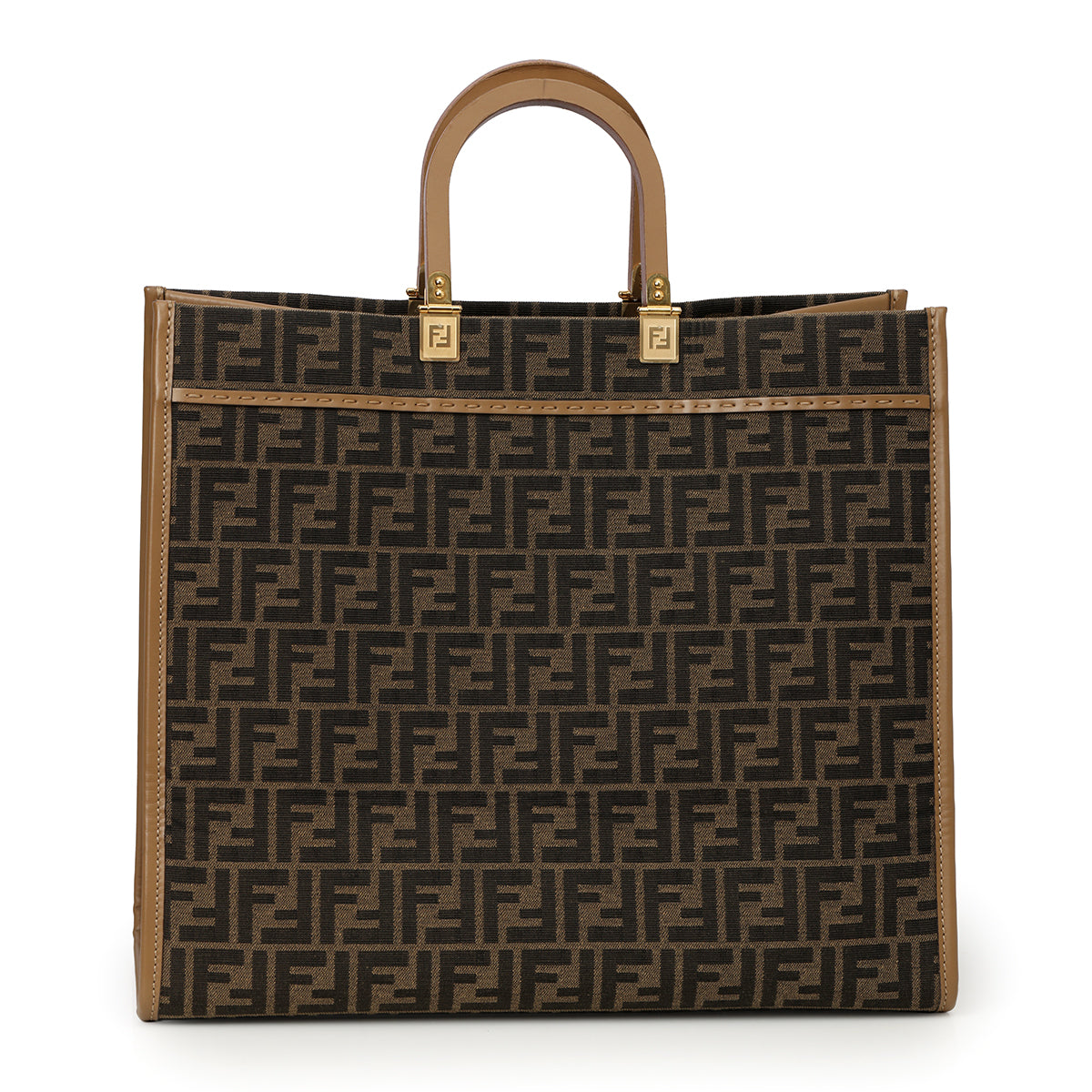 Sunshine Large Brown FF Jacquard Fabric Shopper