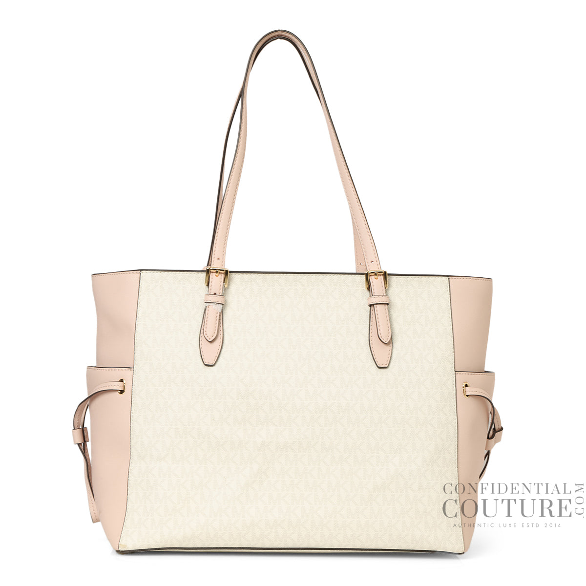 Gilly Large Color-Block Baby Pink & White Logo Tote Bag