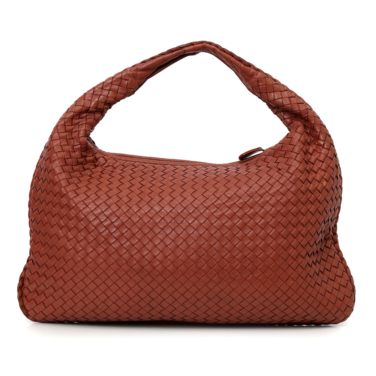 Brown Intrecciato Woven Nappa Leather Large Veneta Hobo Bag