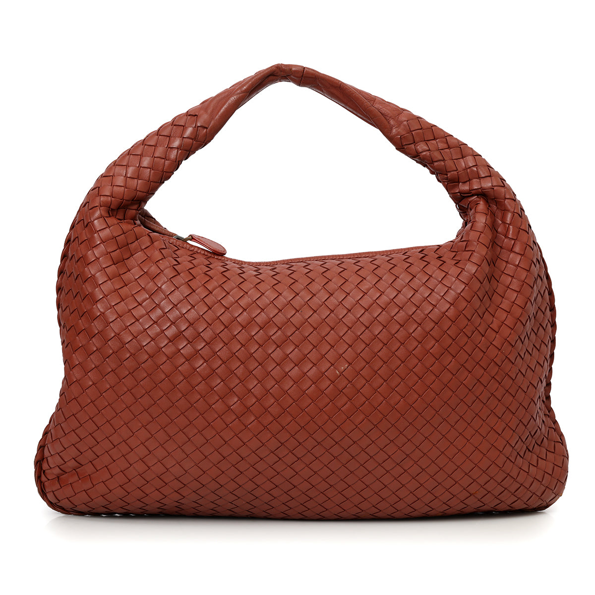 Brown Intrecciato Woven Nappa Leather Large Veneta Hobo Bag