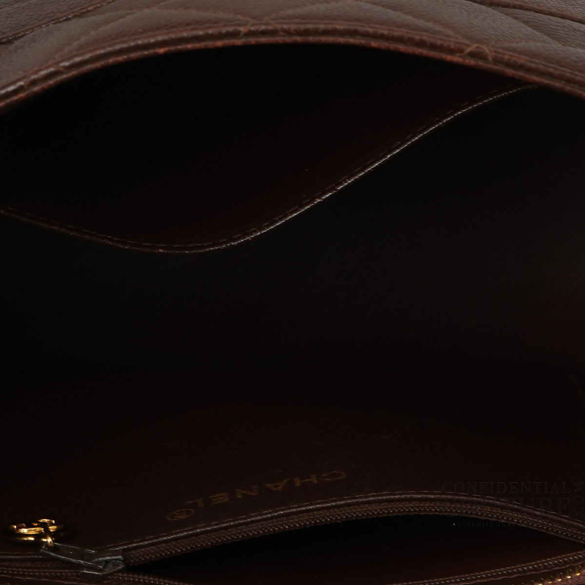 Quilted Caviar Leather Medallion Brown Tote Bag