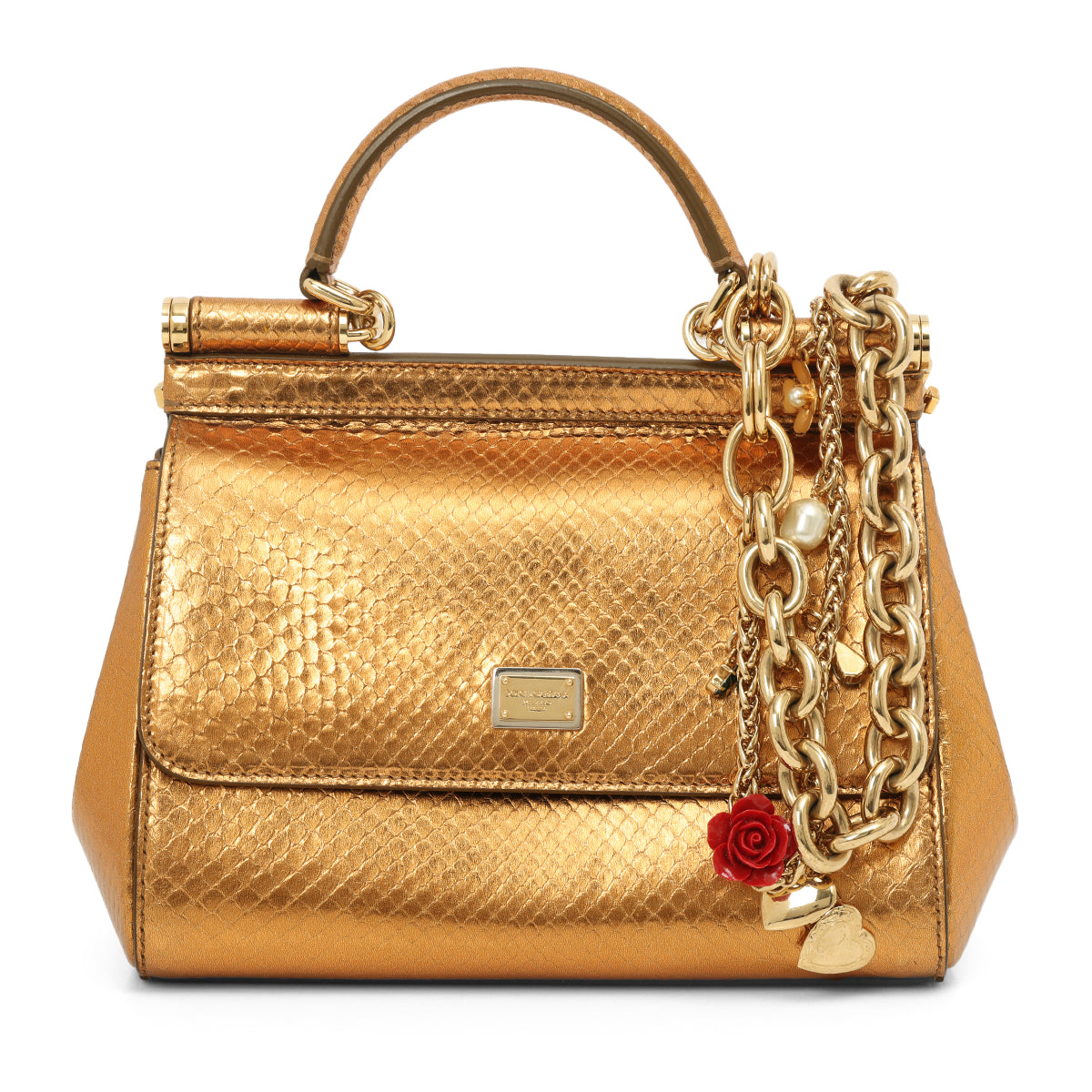 Python Embossed Small Sicily Handbag