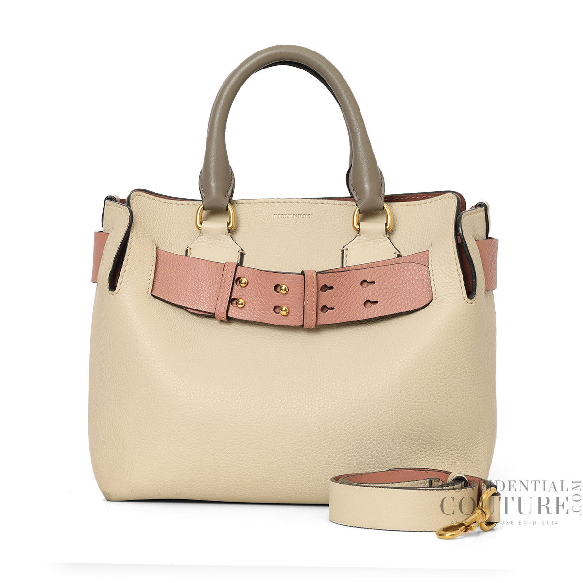 Limestone/Dusty Rose Tri-Color Leather Small Belt Bag