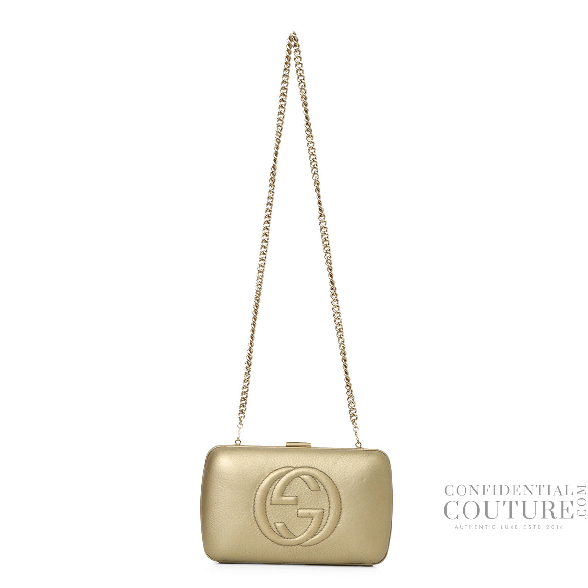 Gold Soho Hard Case Clutch Bag