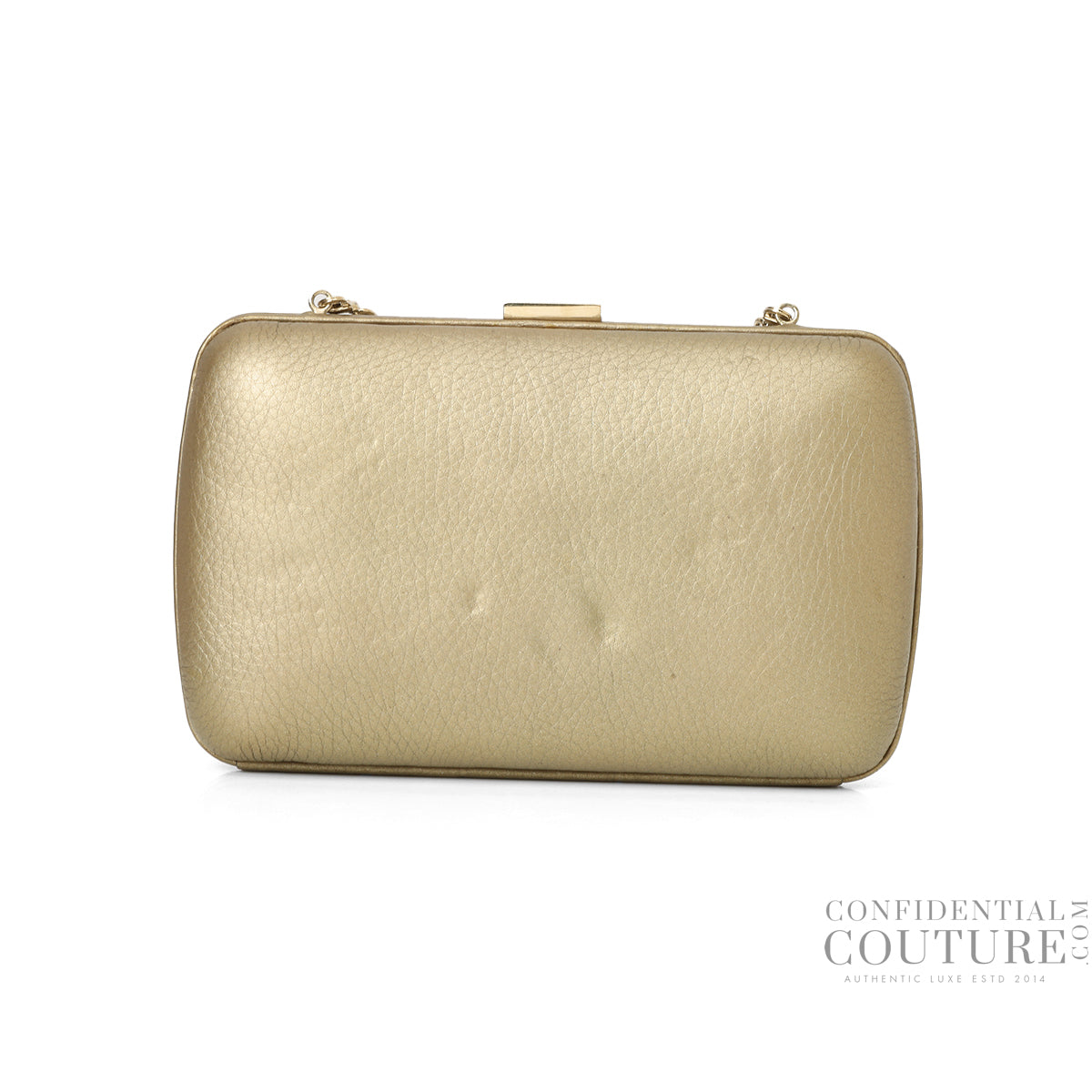 Gold Soho Hard Case Clutch Bag