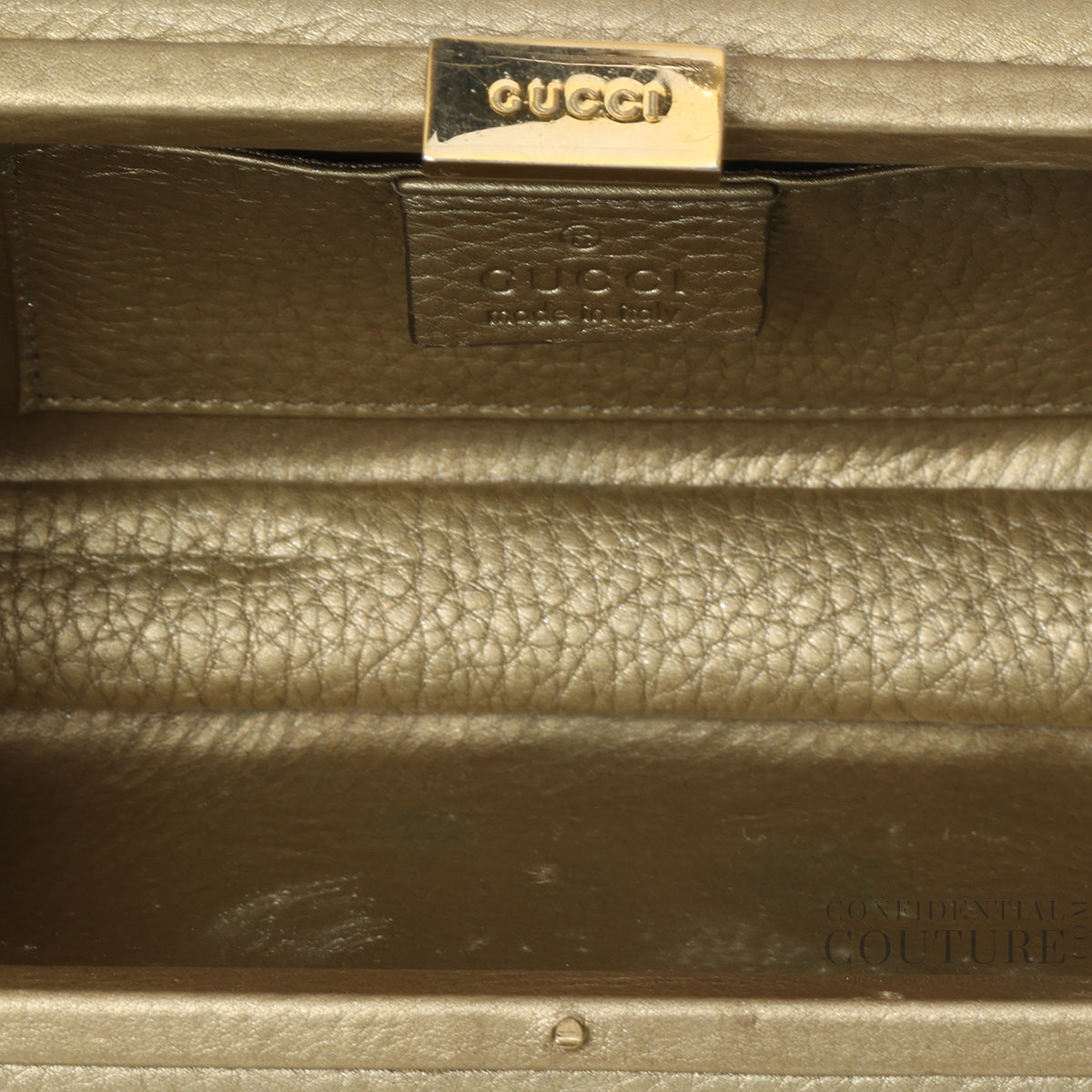 Gold Soho Hard Case Clutch Bag