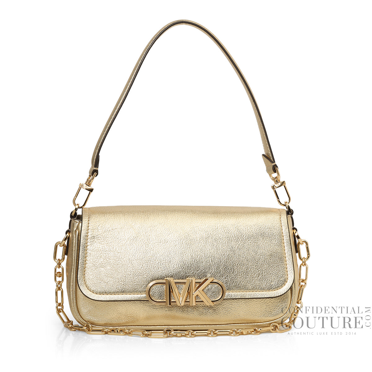 Parker Medium Gold Metallic Leather Shoulder Bag