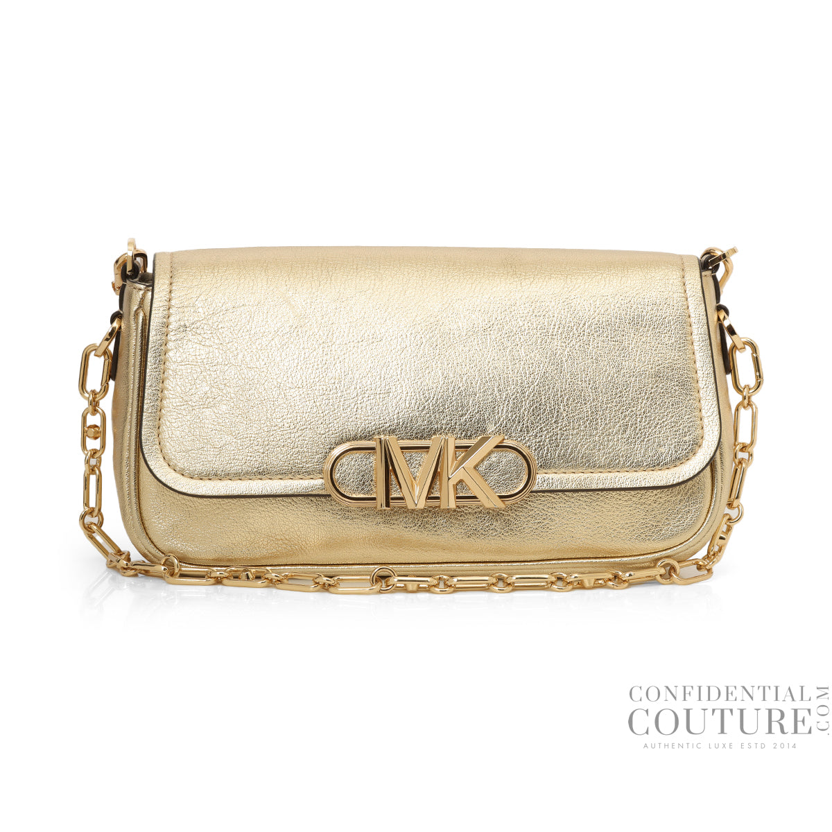 Parker Medium Gold Metallic Leather Shoulder Bag