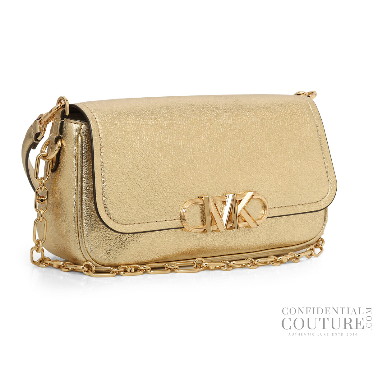 Parker Medium Gold Metallic Leather Shoulder Bag