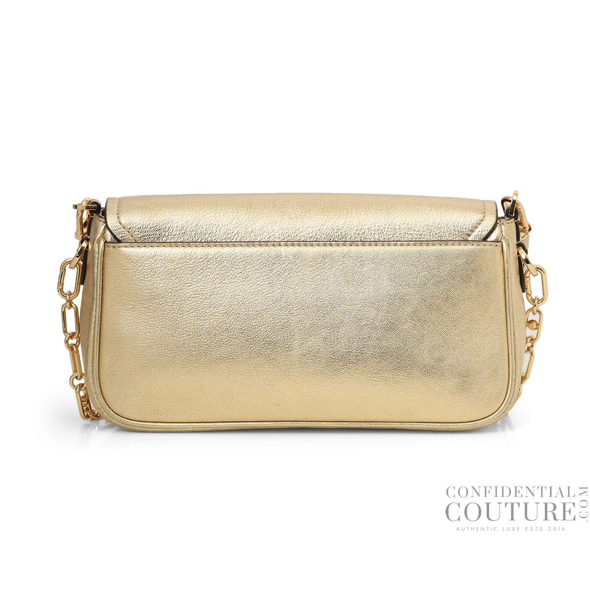 Parker Medium Gold Metallic Leather Shoulder Bag