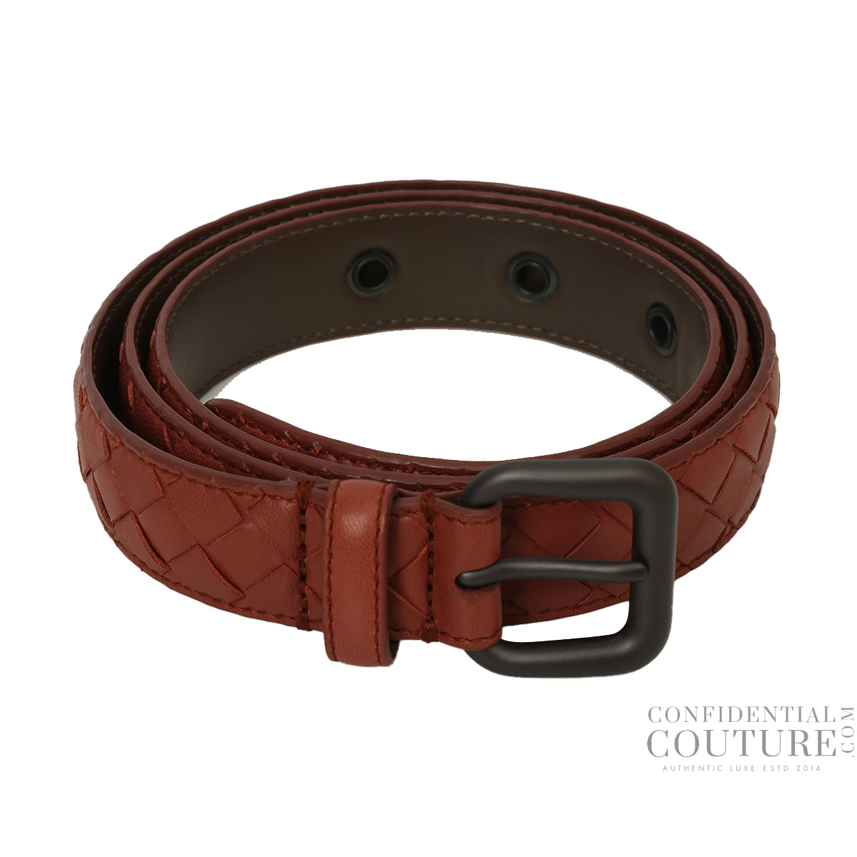 Brick Intrecciato Leather Belt 36
