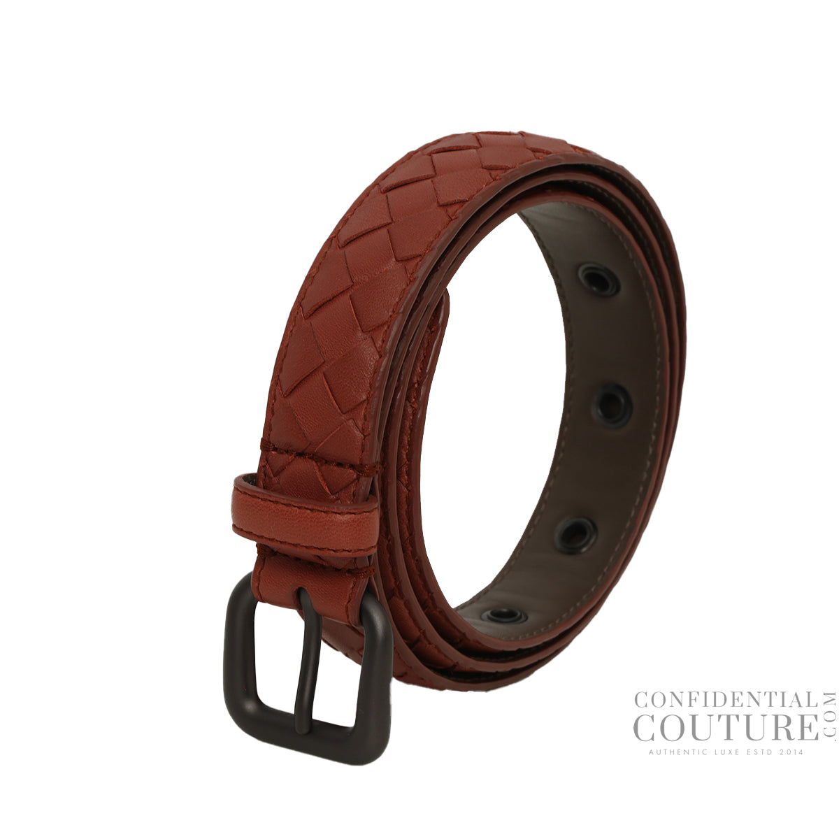 Brick Intrecciato Leather Belt 36