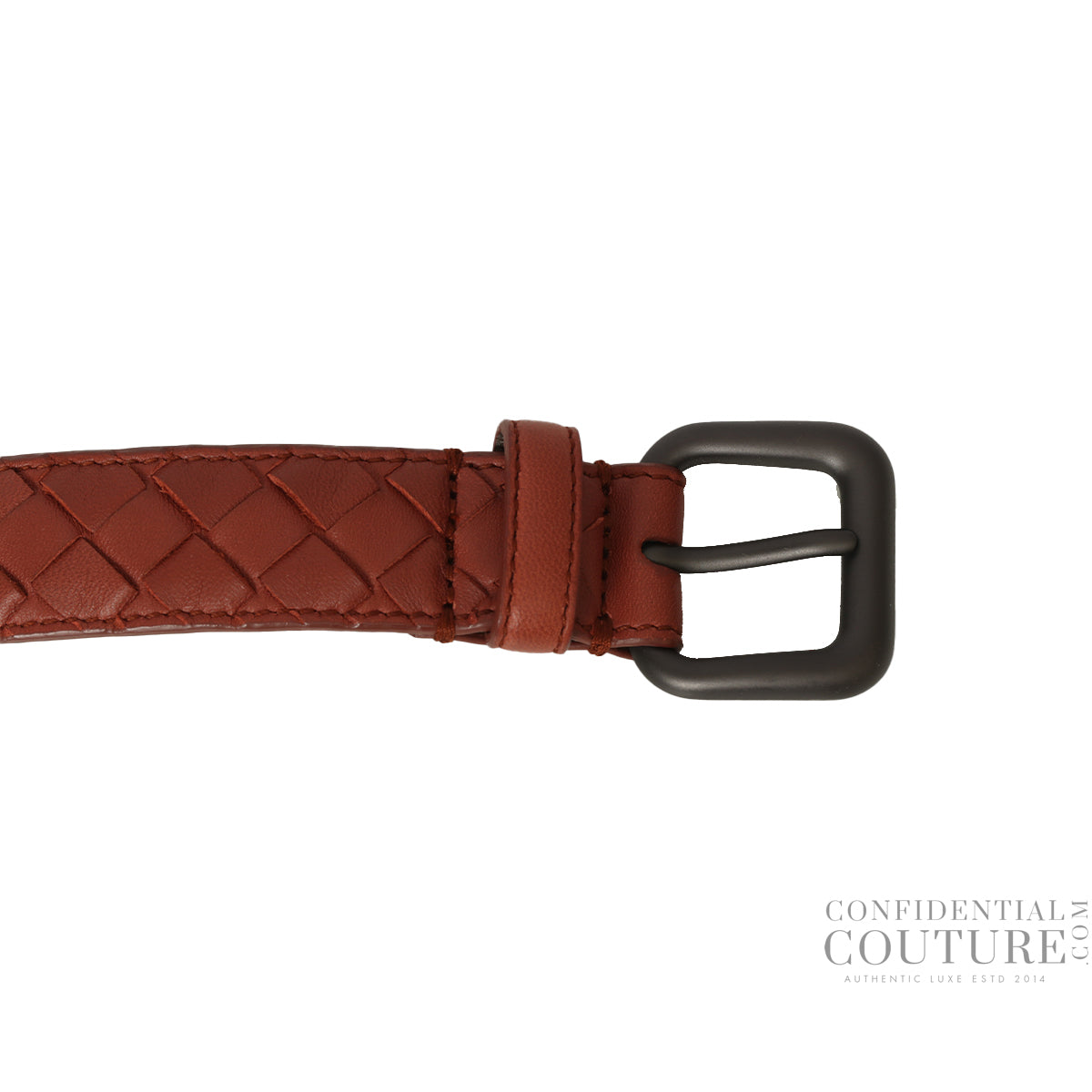 Brick Intrecciato Leather Belt 36