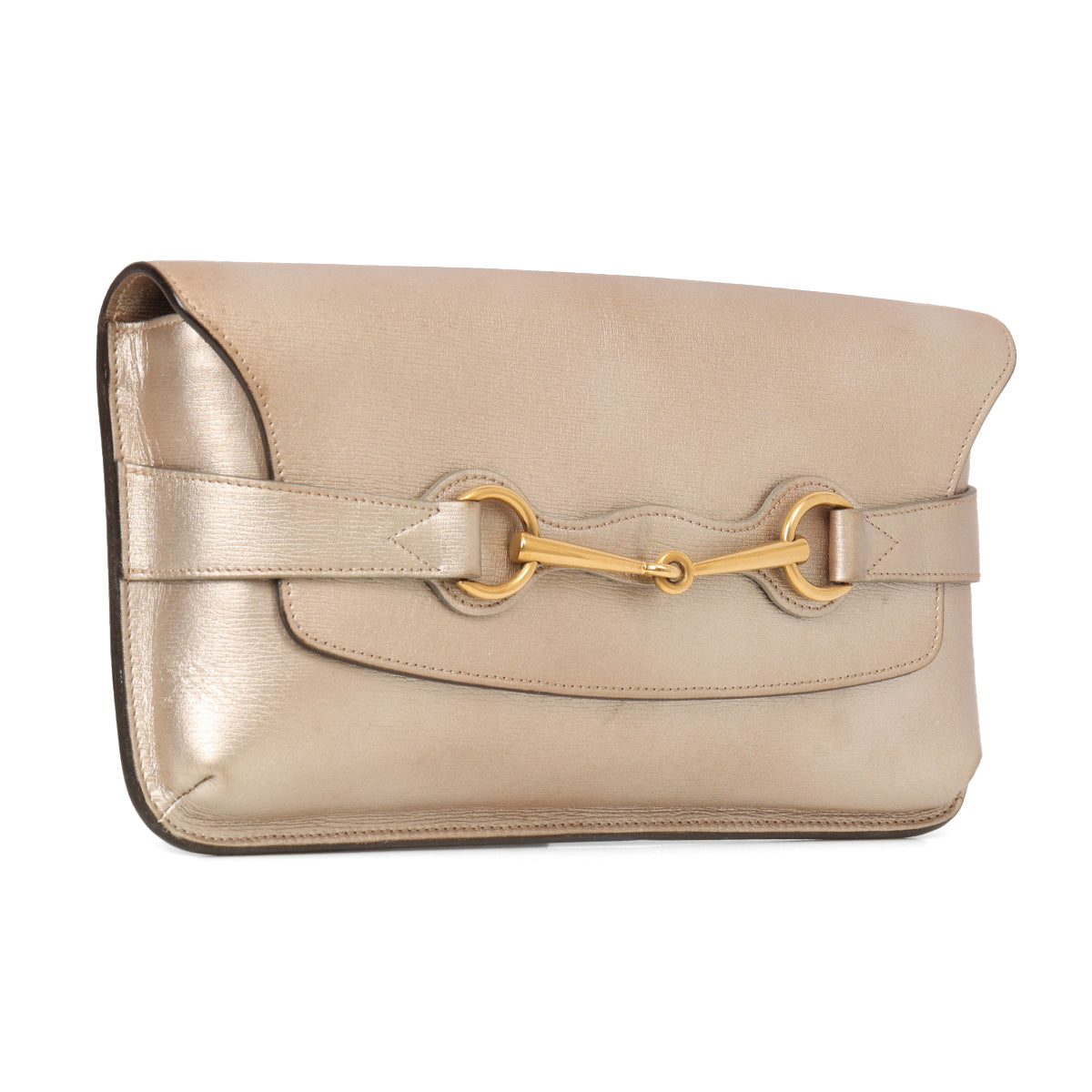 Gucci In Shiny Grey Leather Clutch