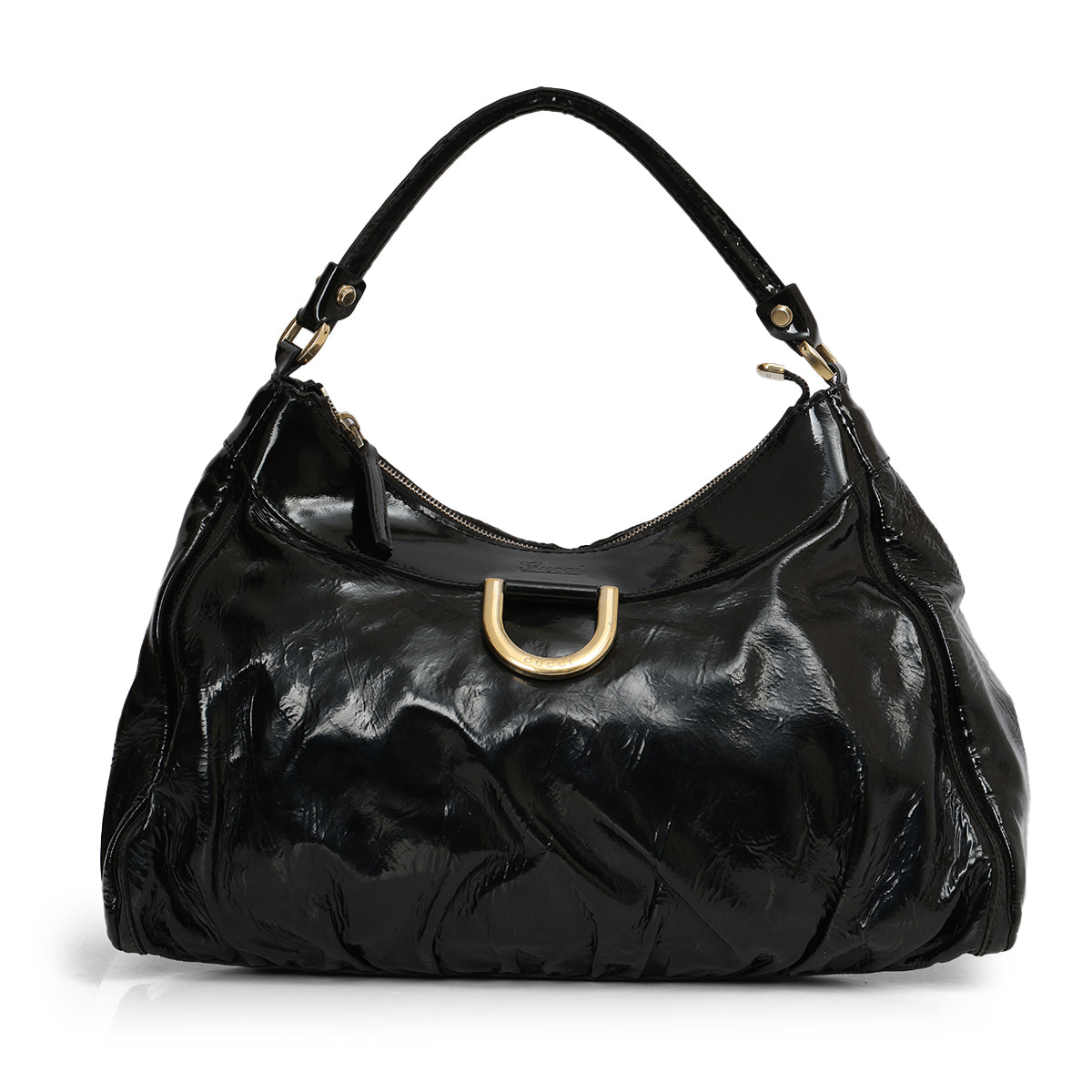 Black Patent Leather Abbey D-Ring Shoulder Bag