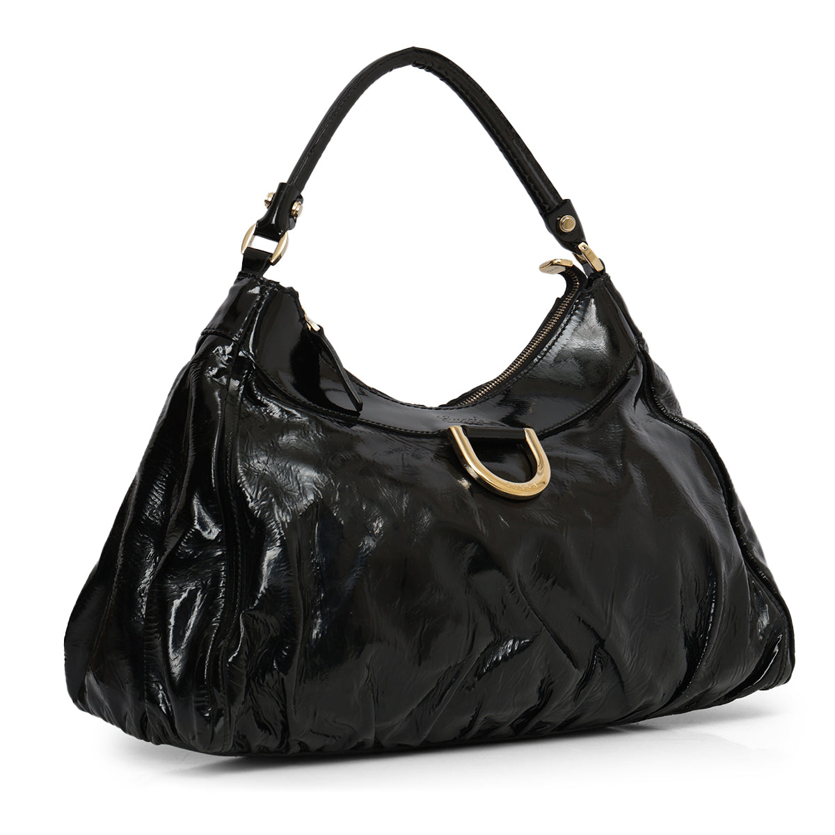 Black Patent Leather Abbey D-Ring Shoulder Bag