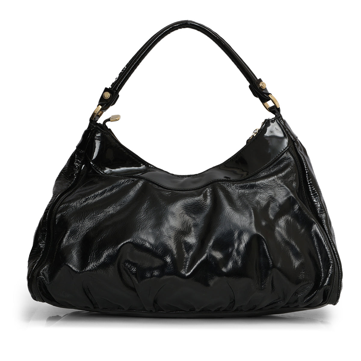 Black Patent Leather Abbey D-Ring Shoulder Bag