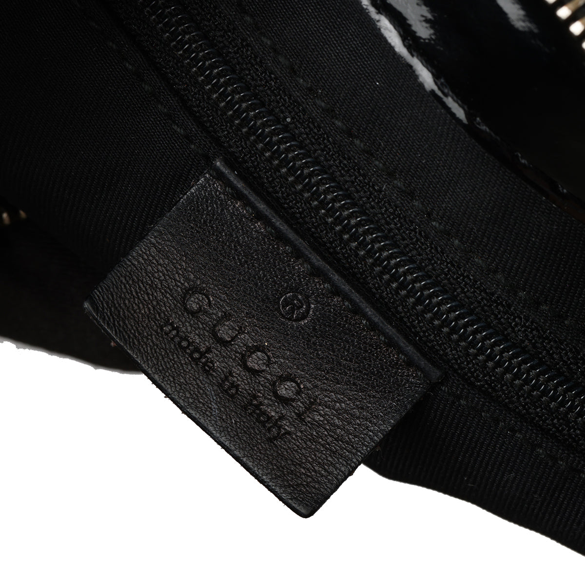 Black Patent Leather Abbey D-Ring Shoulder Bag