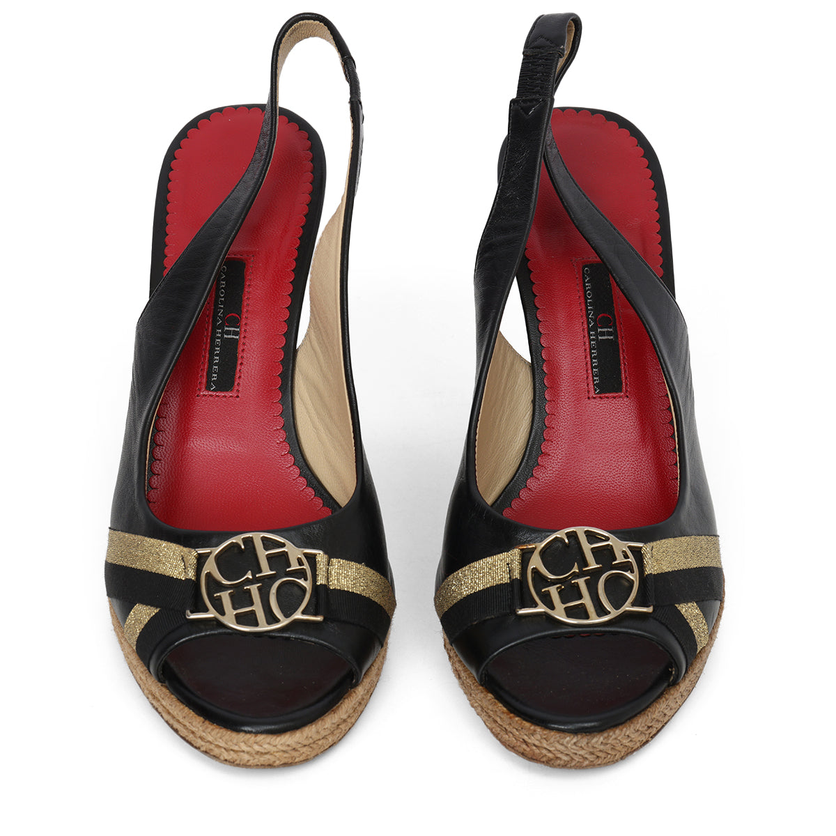 CH Black Leather Slingback Pumps - Size 39